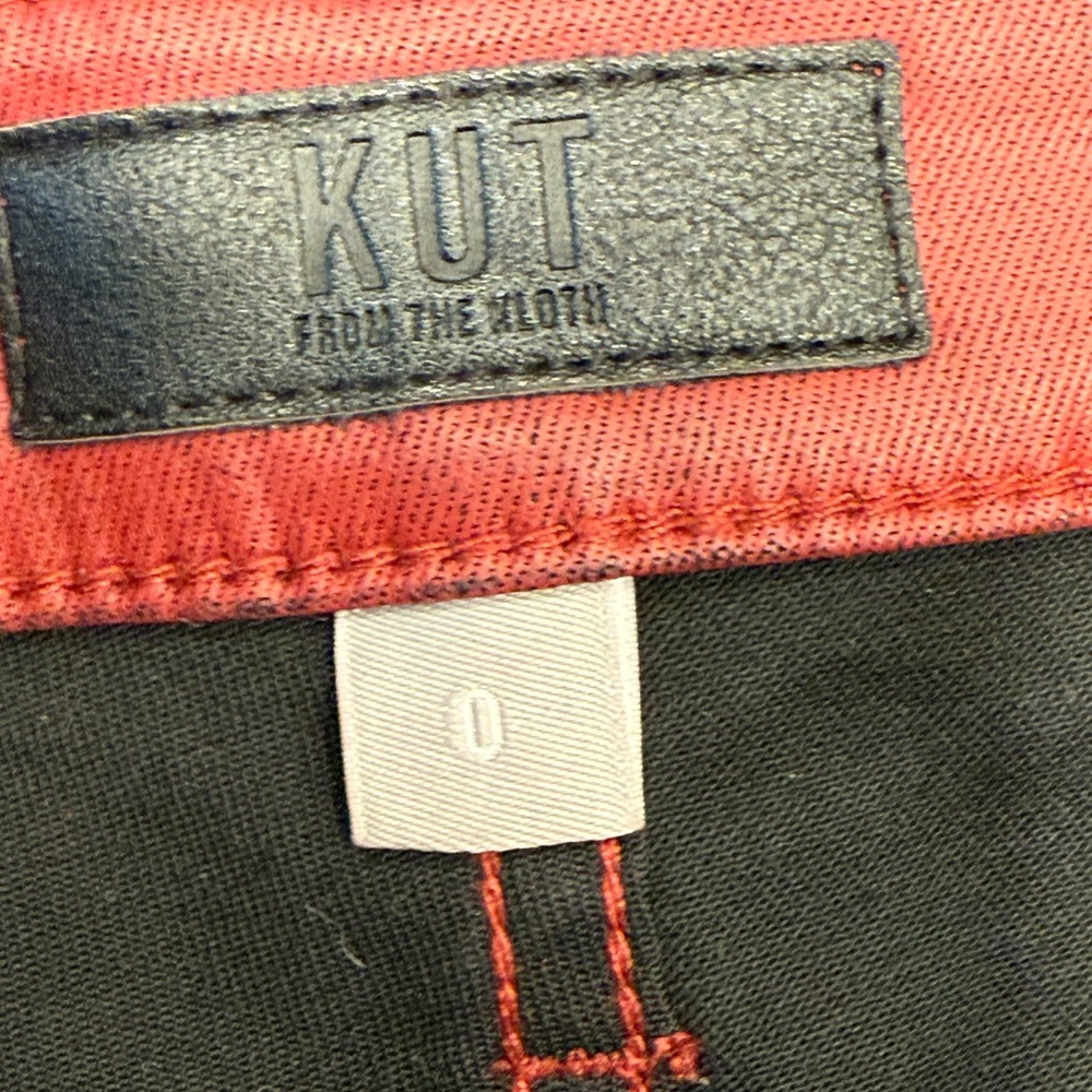 Kut from the Kloth Kelsey High-Rise Ankle Flare Red Coated Pant - Picture 3 of 12